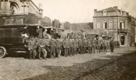 Postcard; Unused black and white photographic postcard showing Charles Lee as Army instructor at Osterley, 1915-1917